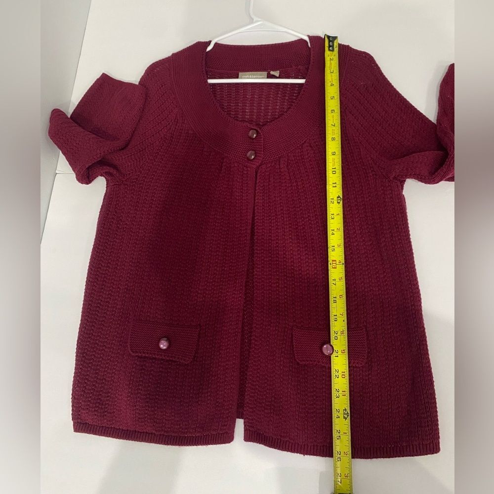 Croft & Barrow Burgundy Cardigan Sweater Shawl Collar Pockets Size L - Picture 6 of 9